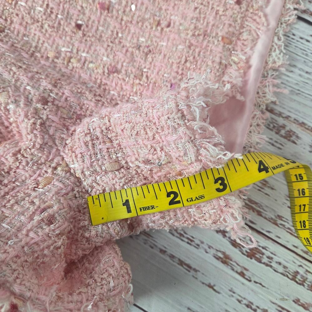 Generation Love Lizzy Tweed Light Pink Shorts L High Rise Fringe Hem Kawaii Twee - Picture 14 of 15